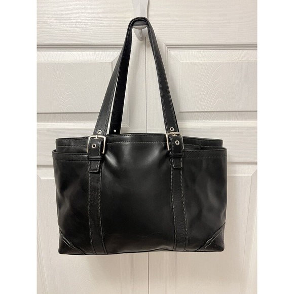 Vintage Coach F10288 Black Leather Large Tote - Picture 2 of 11